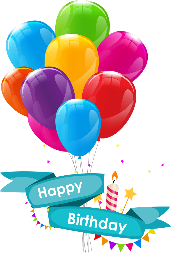 Colorful Balloons Transparent Background Png - Birthday Balloons Vector Png (587x870), Png Download
