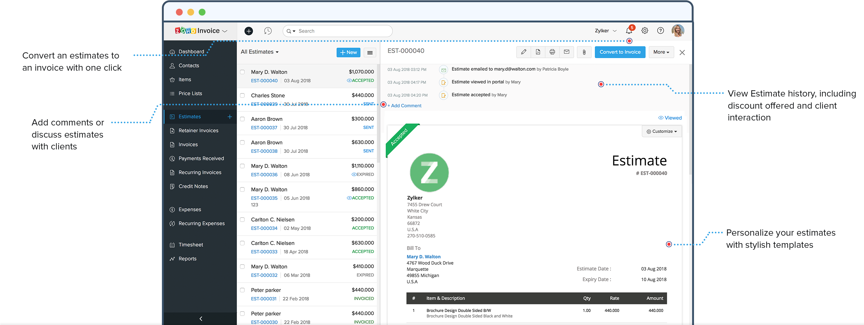 Create Professional Estimates With Ease - Zoho Corporation (2774x1068), Png Download
