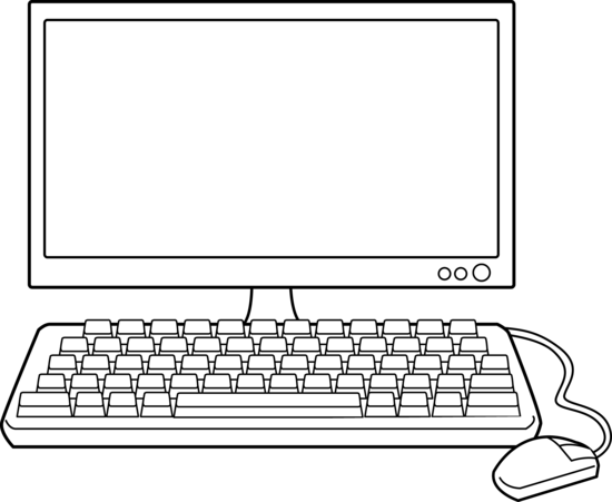 Computer Puter Clipart - Computer Clipart Black And White (550x451), Png Download
