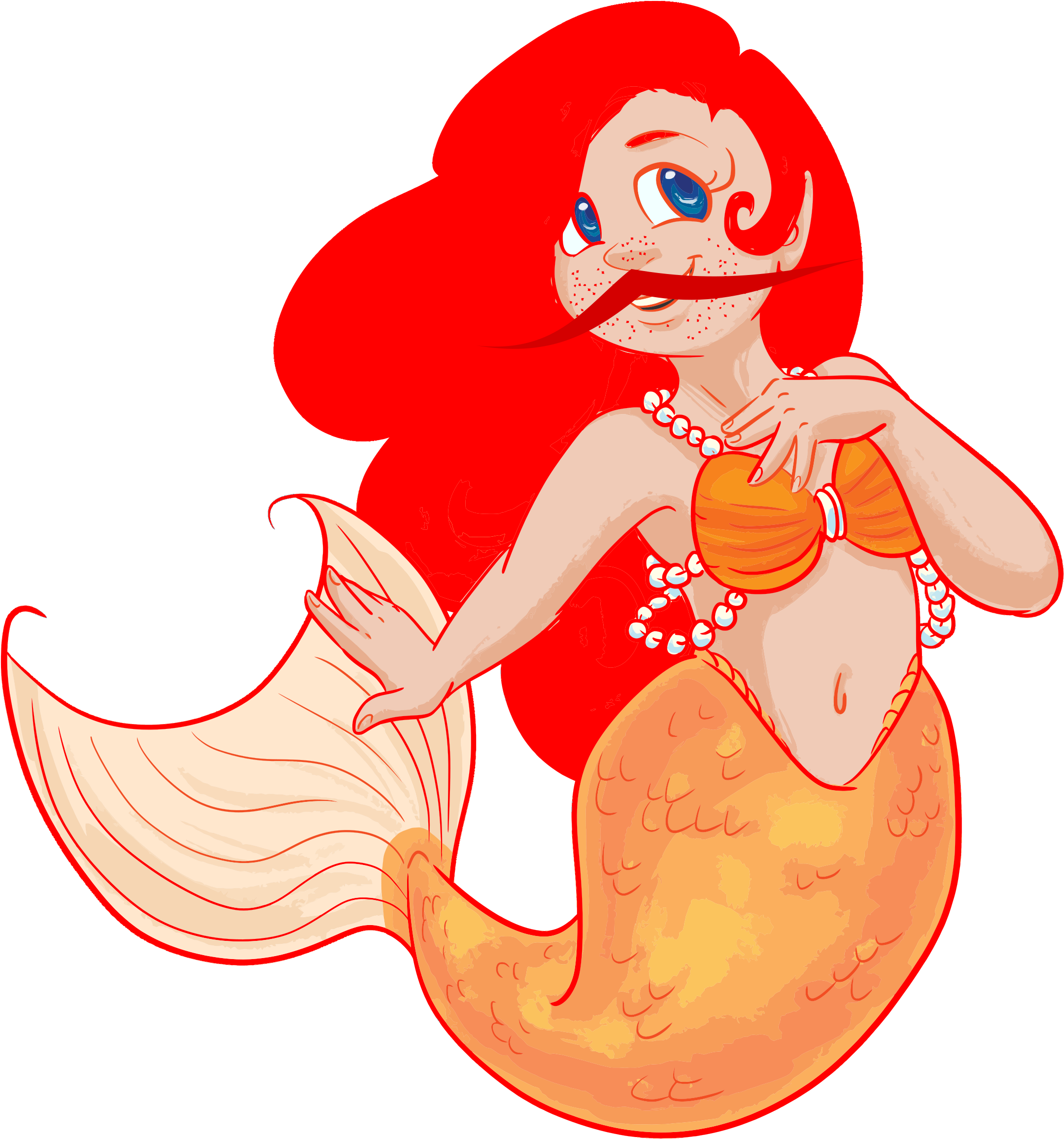 Big Image - Remix Of Redhead Mermaid, Now With Mustaches (2242x2400), Png Download