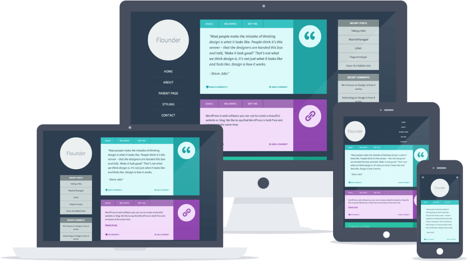 Flounder On Different Devices - Responsive Images With Transparent Background (1023x624), Png Download