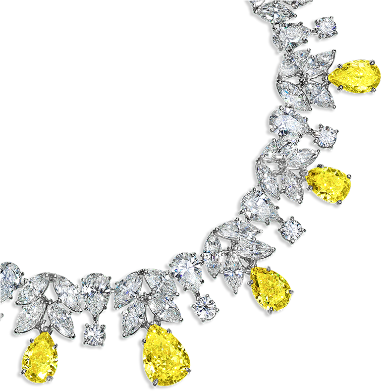 White Diamond And Fy Diamond Necklace - Yellow Diamonds Necklace Png (800x800), Png Download