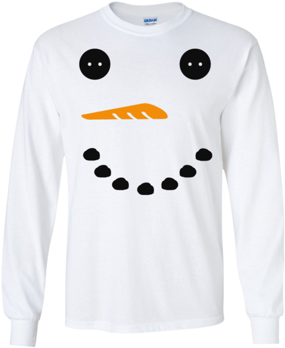Snowman Face Long Sleeve Ultra Cotton Tshirt - Tshirt Unisex (690x690), Png Download