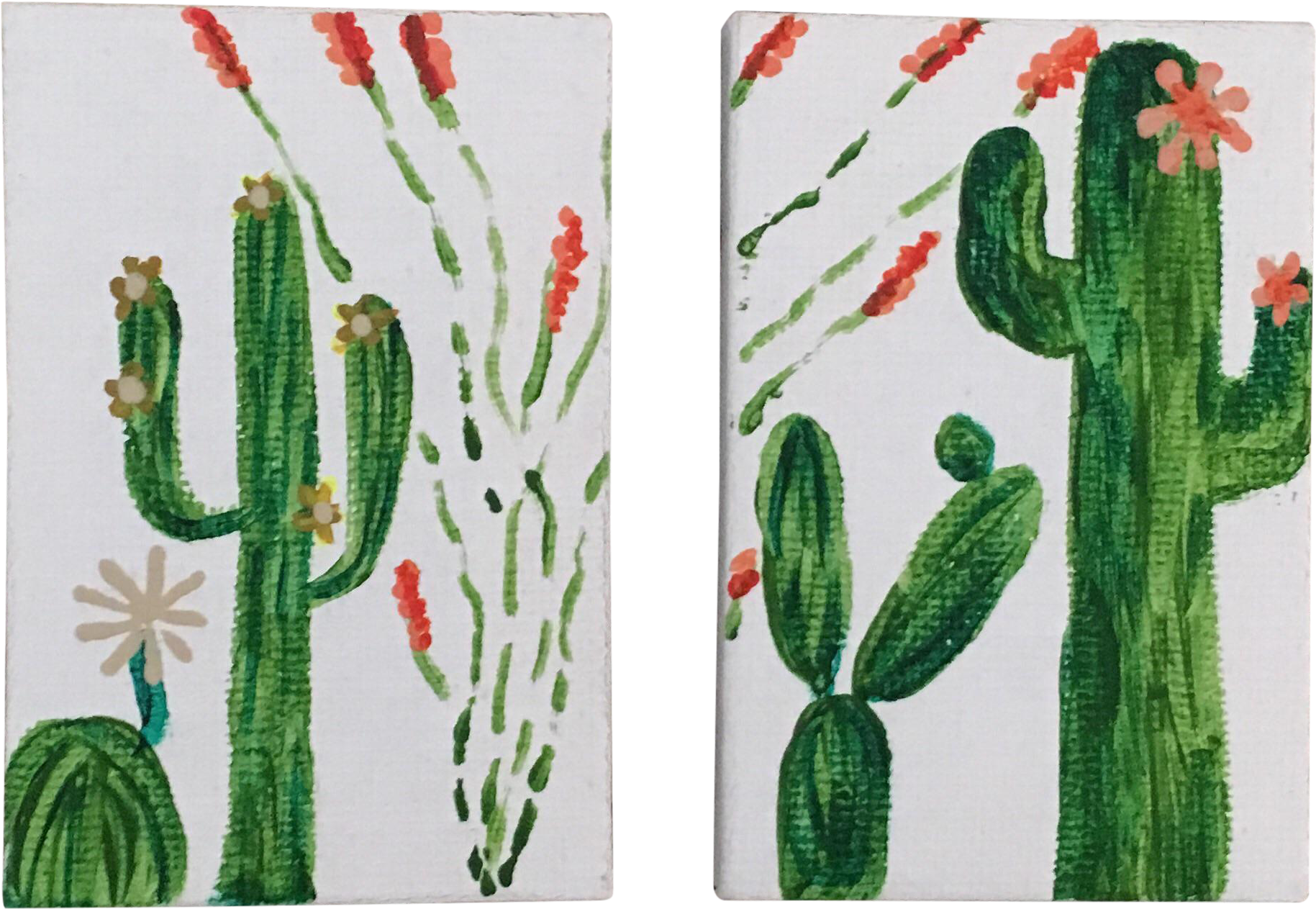 Mini Boho Chic Cactus Paintings - Prickly Pear (2031x1402), Png Download