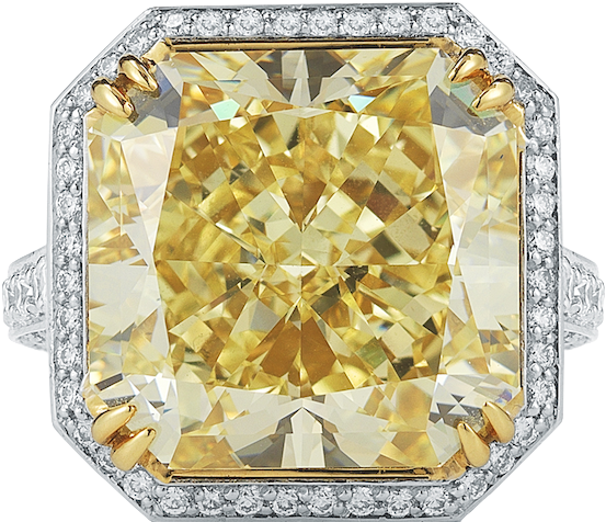 10 Carat Intense Fancy Yellow Diamond Ring - Pittsburgh (595x595), Png Download