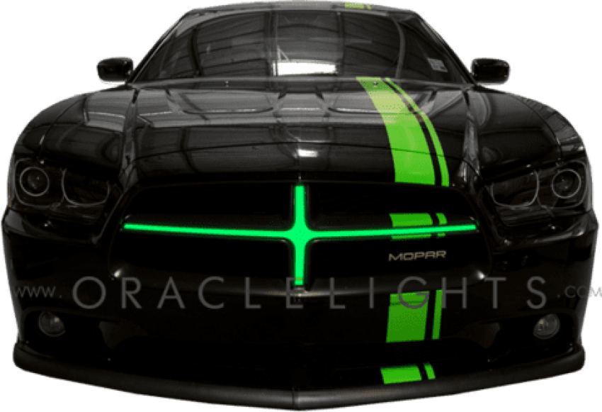 Illuminated Grill Crosshair Charger - Black And Green Dodge Charger (480x328), Png Download