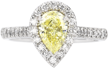 Pear Cut Yellow Diamond Halo Ring - Pre-engagement Ring (378x378), Png Download