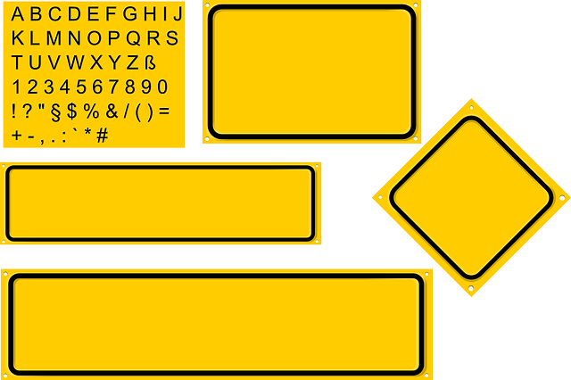 Sign, Set, Yellow, Diamond, Builder, Rectangles - Yellow Rectangular Road Signs (640x426), Png Download