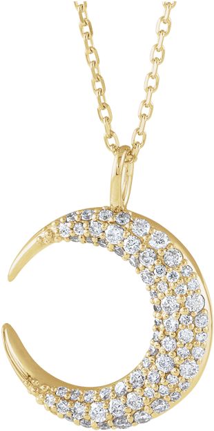 Festival Fashion 14k Yellow Diamond Moon Necklace - 14k Yellow Gold 1/3 Ctw Diamond Moon Necklace (467x646), Png Download