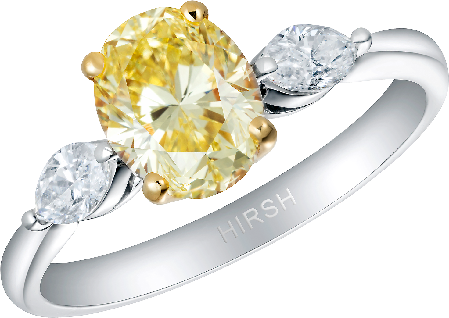 Trio Fancy Intense Yellow Diamond Ring - Ring (2240x2240), Png Download