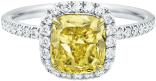 Cushion-cut Yellow Diamond Micropavé Ring - Engagement Ring (760x500), Png Download