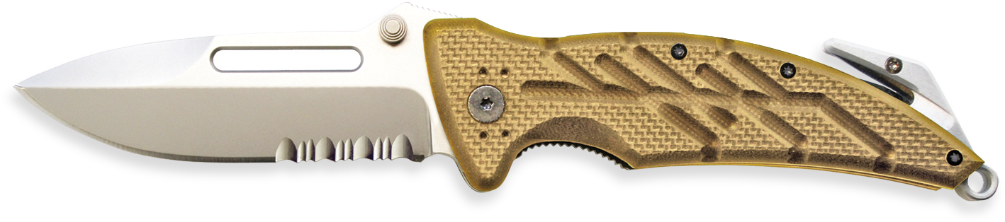 Xr-1 Desert Tan Serrated - Ontario Xr-1 Folding Knife 3.4" Drop Point N690co Stainless (1500x375), Png Download