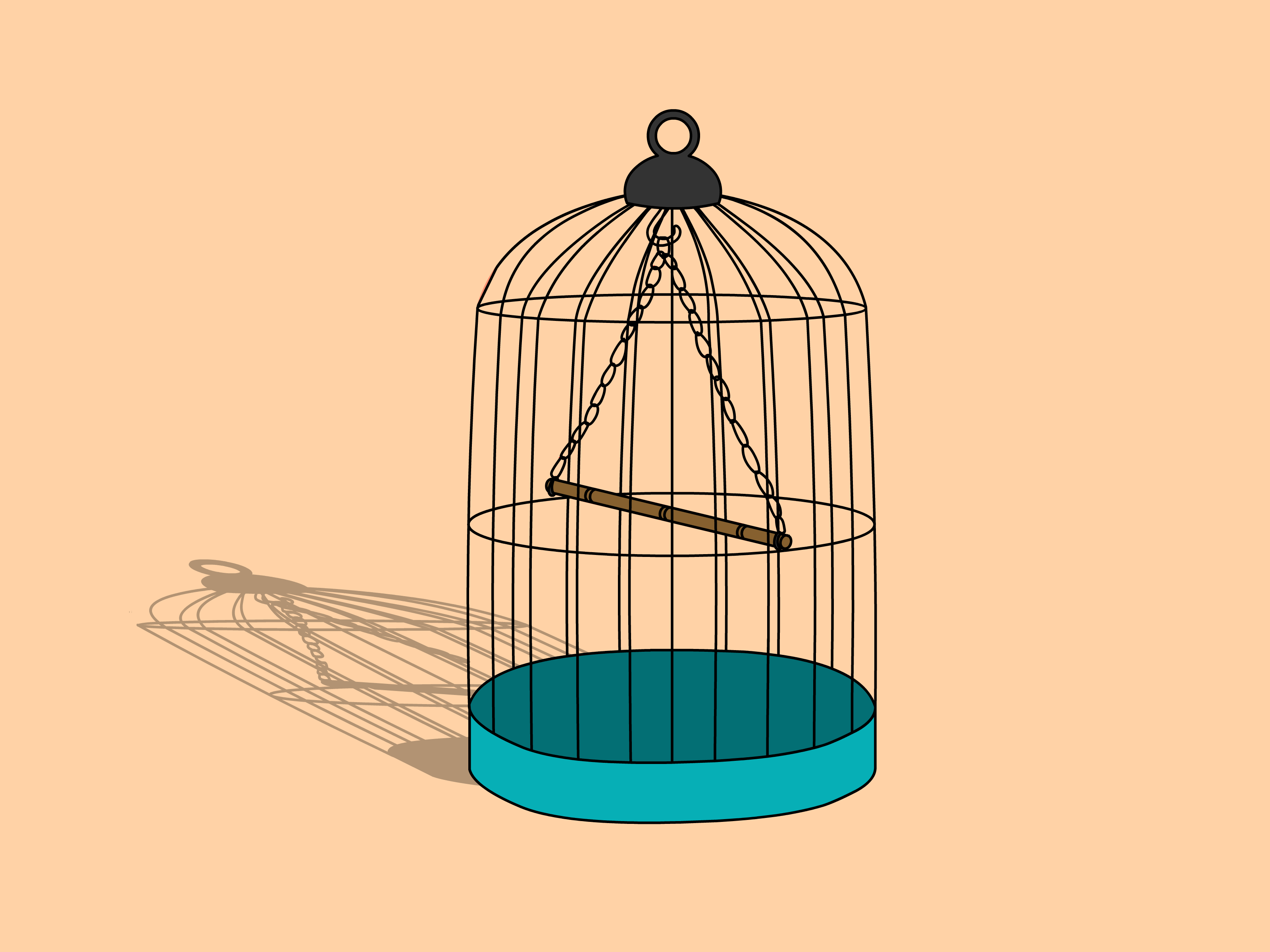 Cage Drawing Clipart Drawing Birdcage Clip Art - حرف القاف قفص (900x675), Png Download