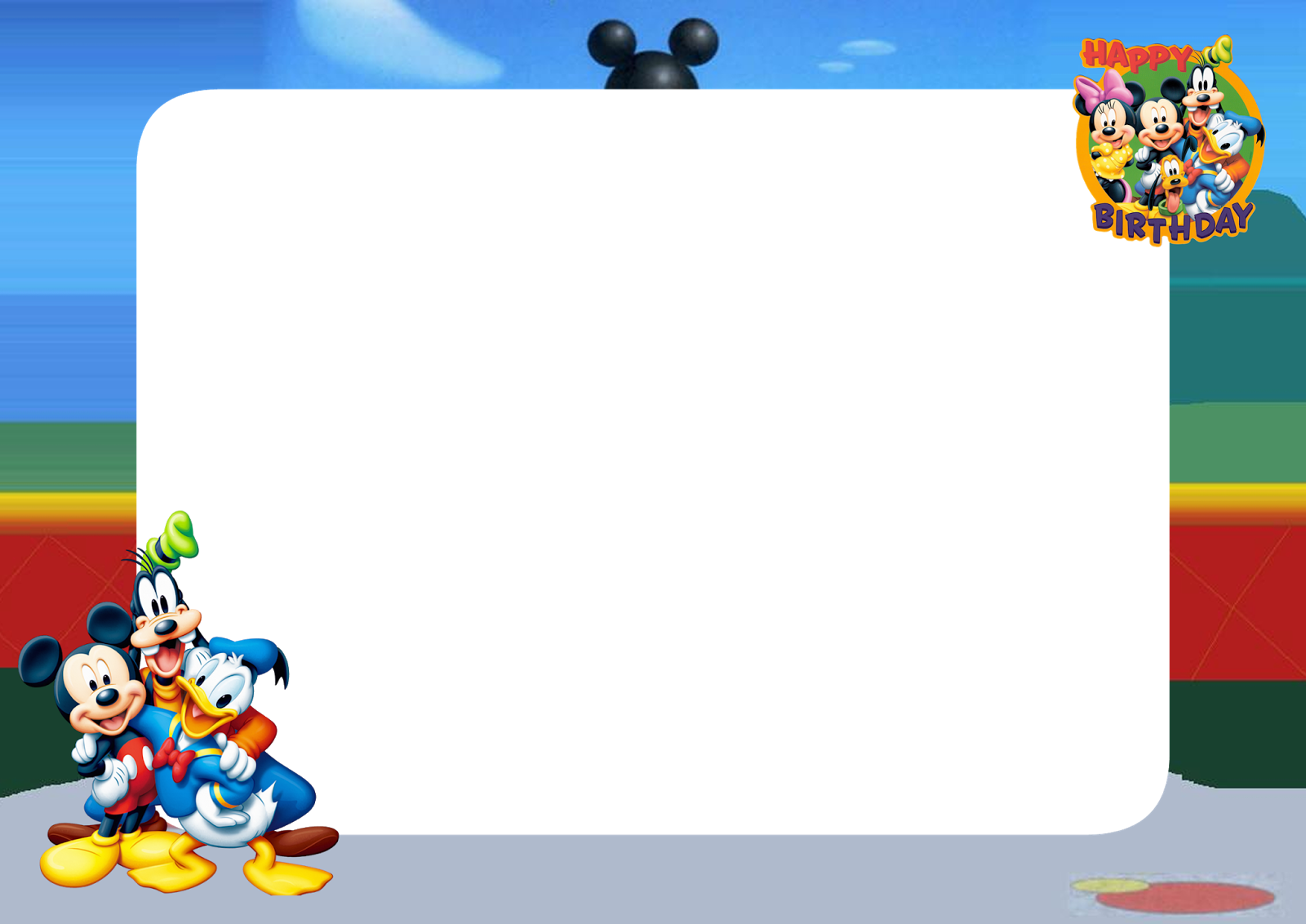 Download Free Printable Mickey Mouse Birthday Png Frame - Mickey Mouse Birthday Png (1600x1132), Png Download