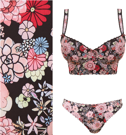 Freya Lingerie Retro Bloom Black Longline Bra And Brief - Freya Retro Bloom Xl (454x454), Png Download