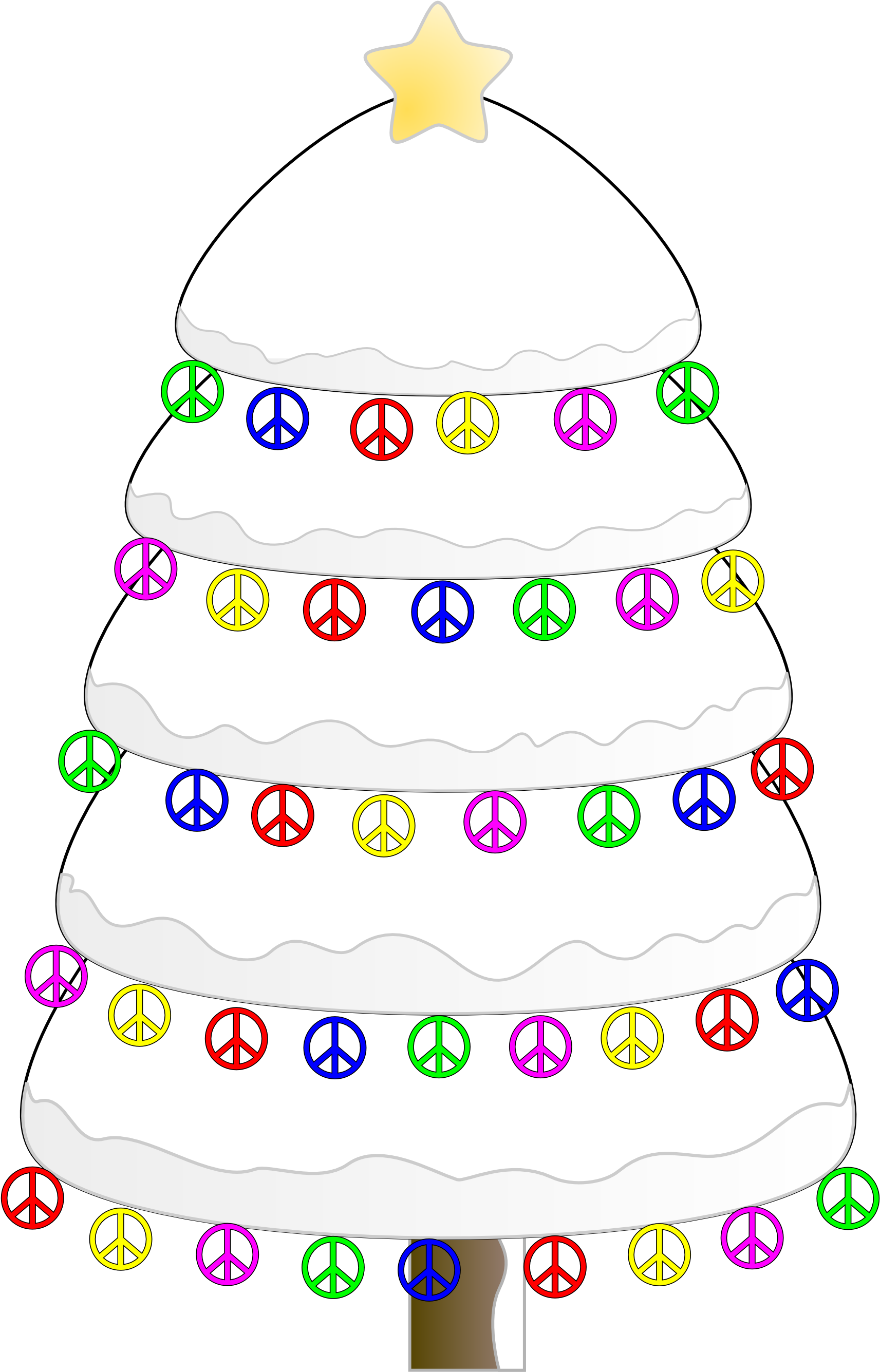 Xmas Christmas Tree Black White Art Peace Symbol Sign (1979x2799), Png Download