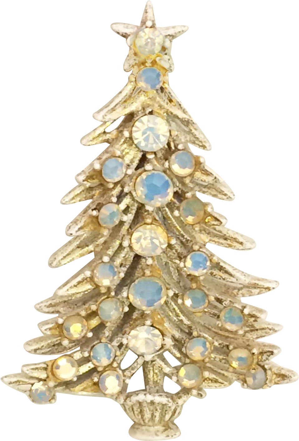 Hollycraft White Christmas Tree Pin Brooch Found At - Christmas Ornament (1411x1411), Png Download