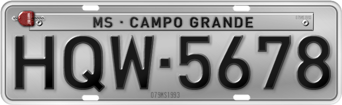 Placa De Veículo Brasil 1990 Mato Grosso Do Sul Campo - Placa De Carro Modelo (707x229), Png Download