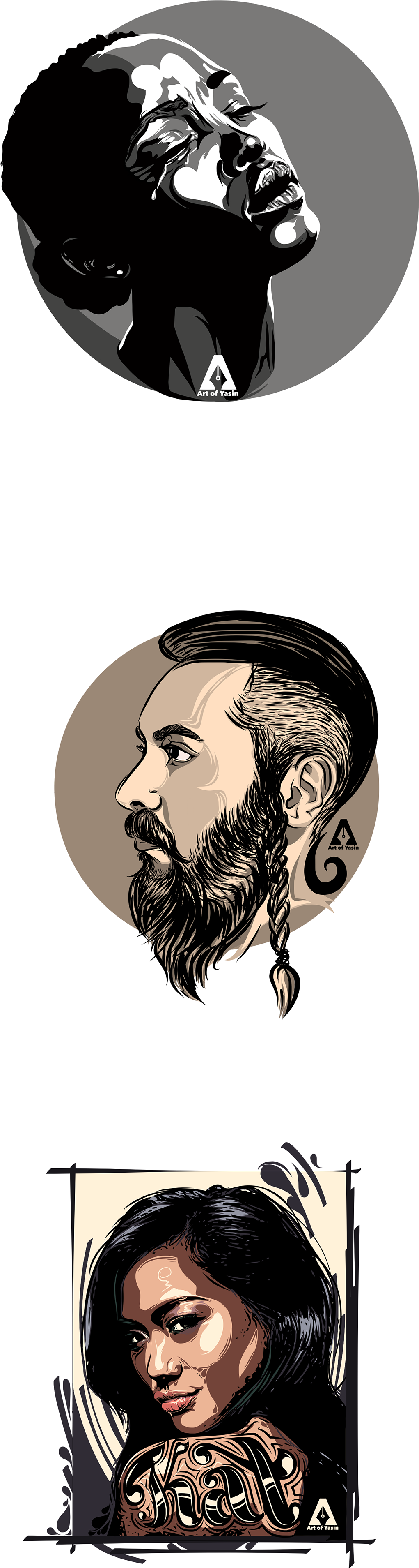 Vector Portraits Part1 On Behance - Illustration (1400x4200), Png Download