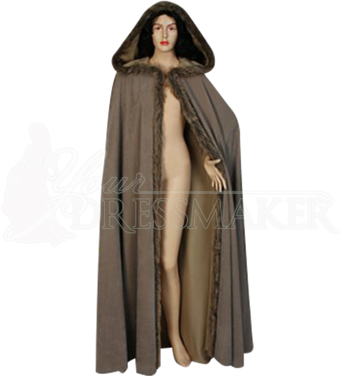Fur Trimmed Cloak With Hood - Cloak Clothing (550x550), Png Download