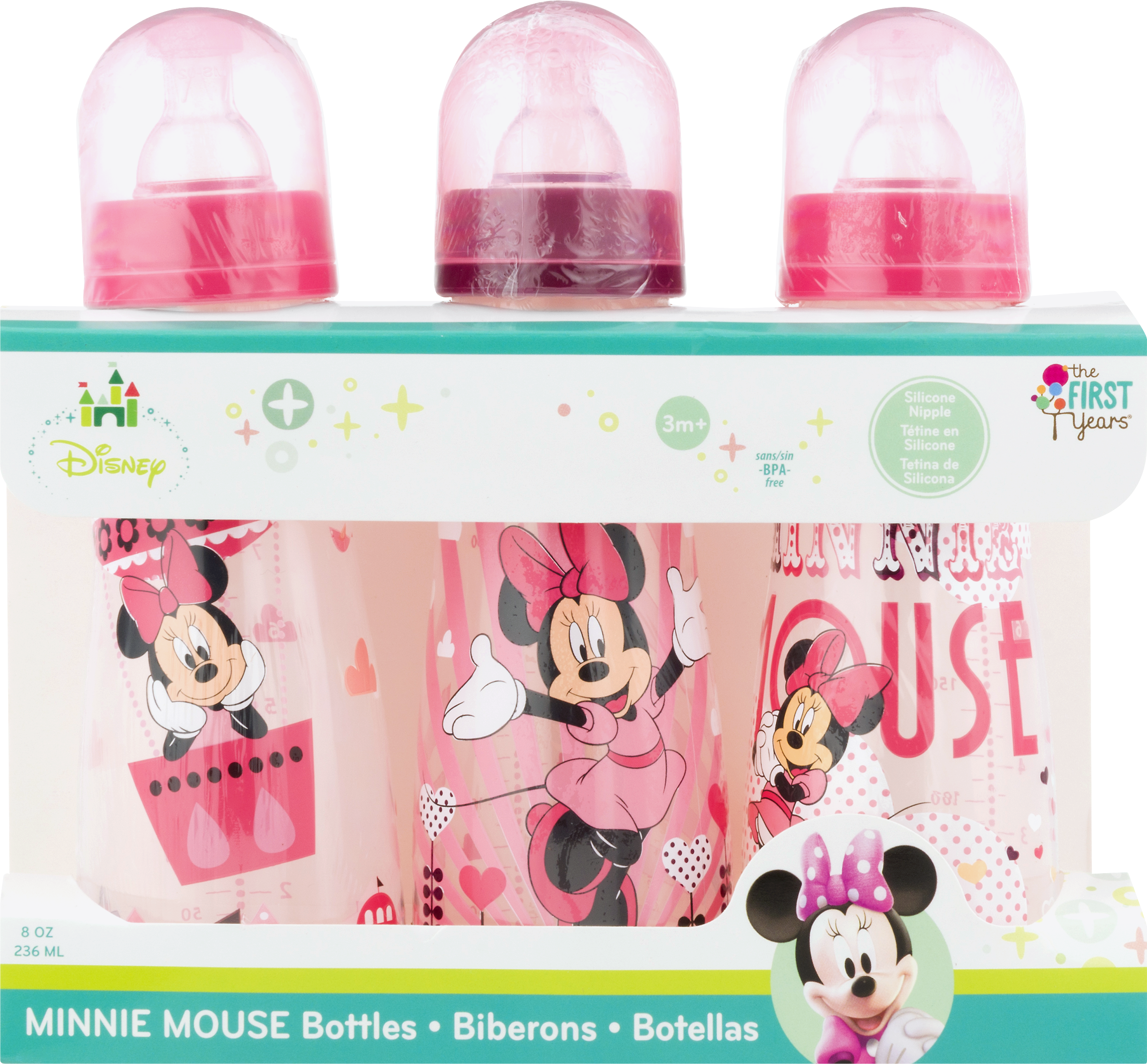 First Years Disney Slim Bottles Minnie 3 Count (2500x2319), Png Download