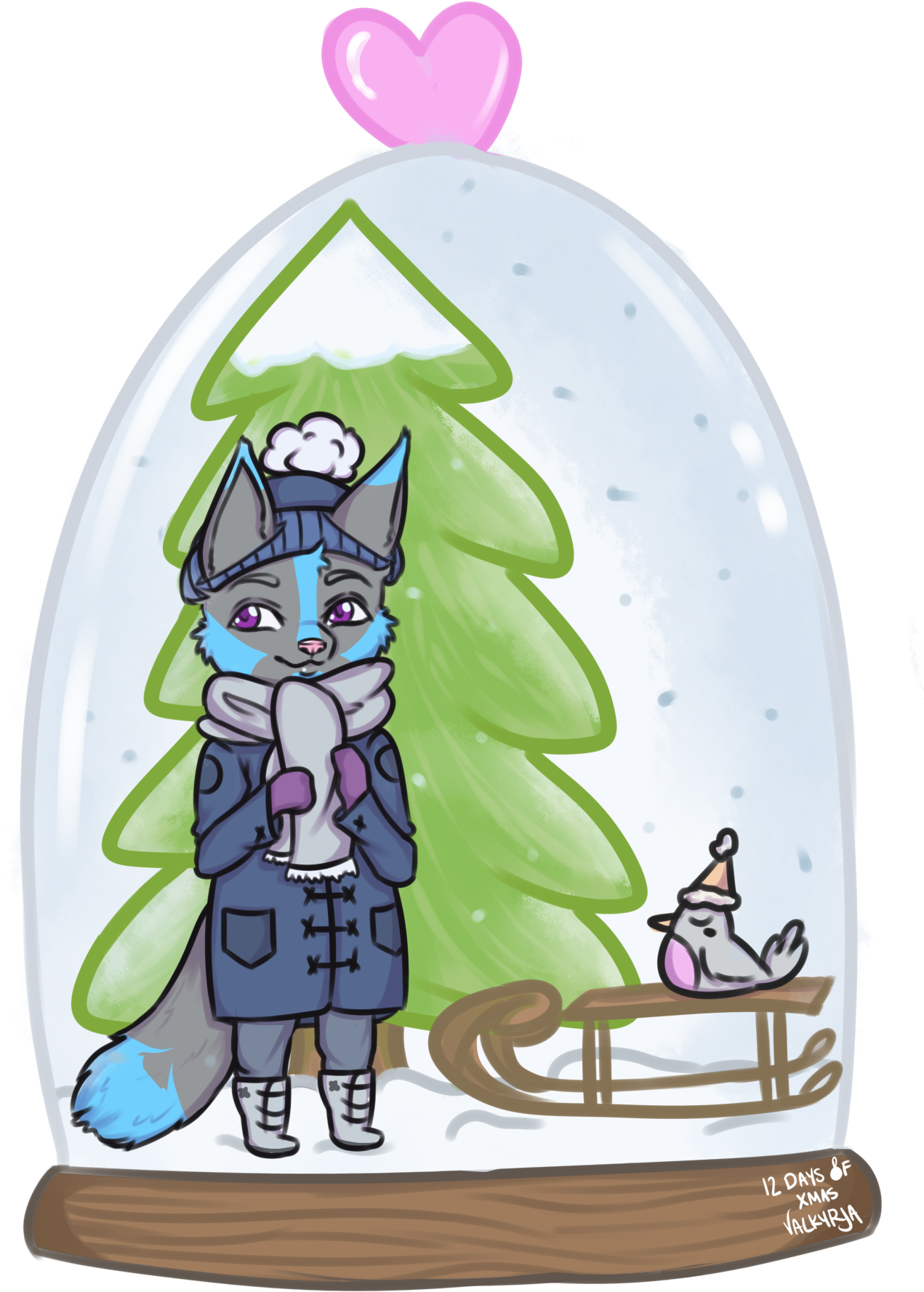 [com] Snow Globe Ych - Cartoon (1304x1829), Png Download