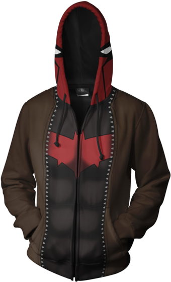 Red Hood Zip Hoodie - Death Eaters Of Azkaban Hoodie (386x600), Png Download