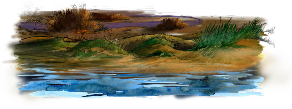 Beach Landscape Watercolor - Watercolor Painting (1024x384), Png Download