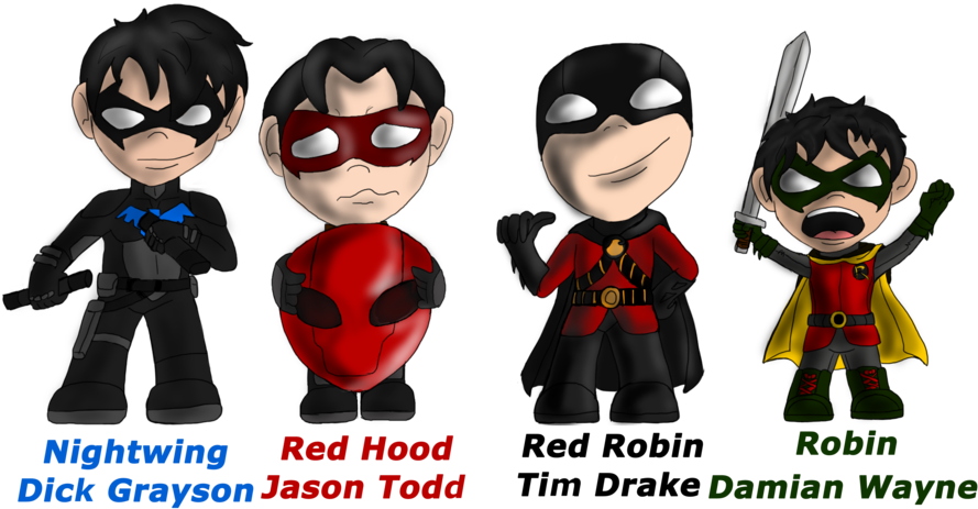Chibi Robins By Maygirl - Draw Chibi Red Robin (900x478), Png Download