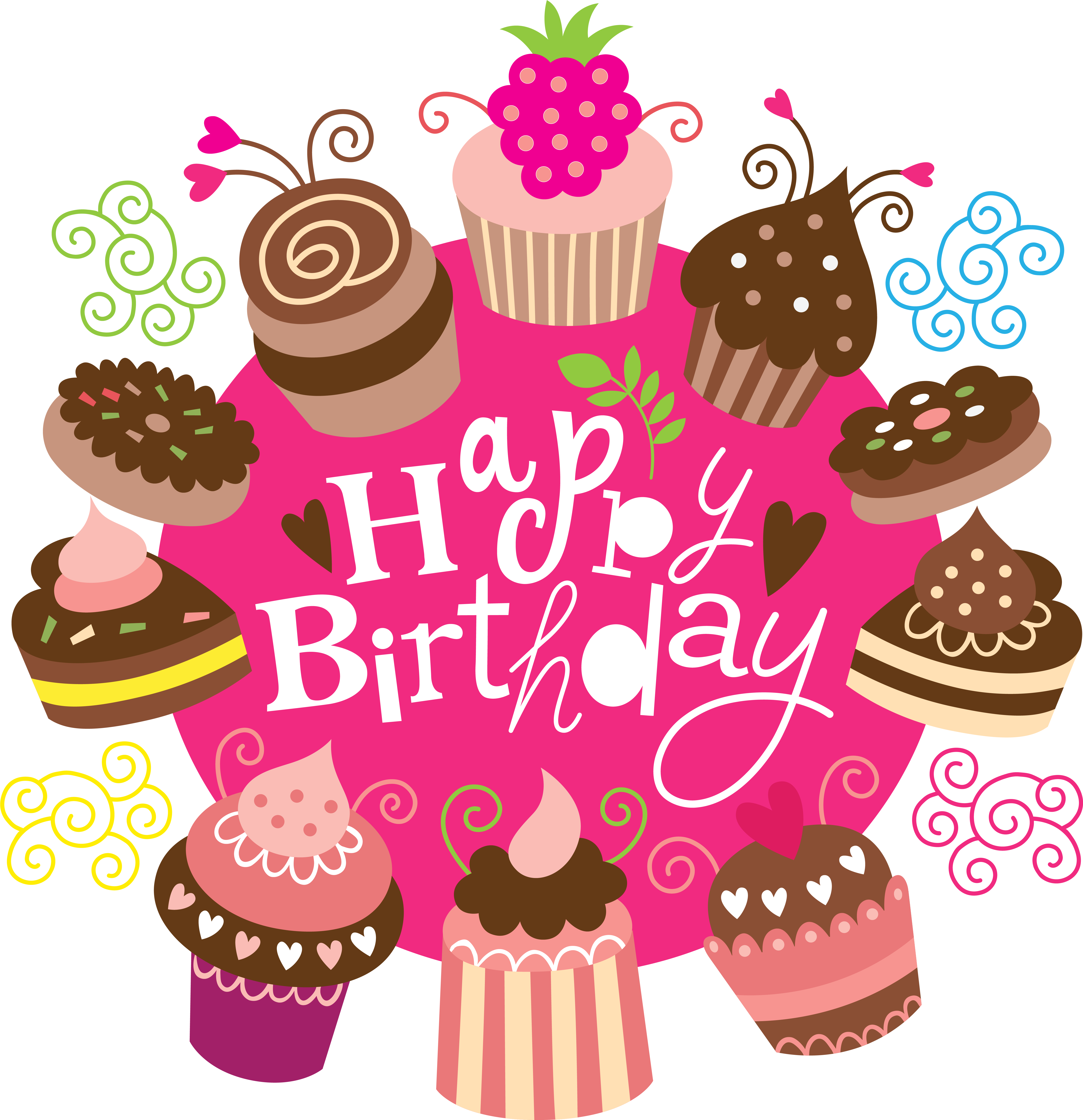 Happy Birthday Clipart With Cakes Image - Happy Birthday Clipart (6060x6265), Png Download