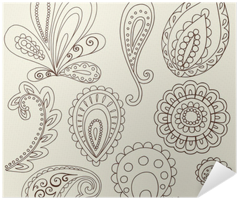 Henna Flower Paisley Doodles Vector Design Elements - Henna Paisley (400x400), Png Download
