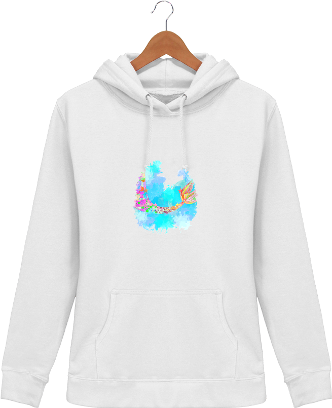 Sweat À Capuche Femme Watercolor Mermaid - Hoodie (690x850), Png Download