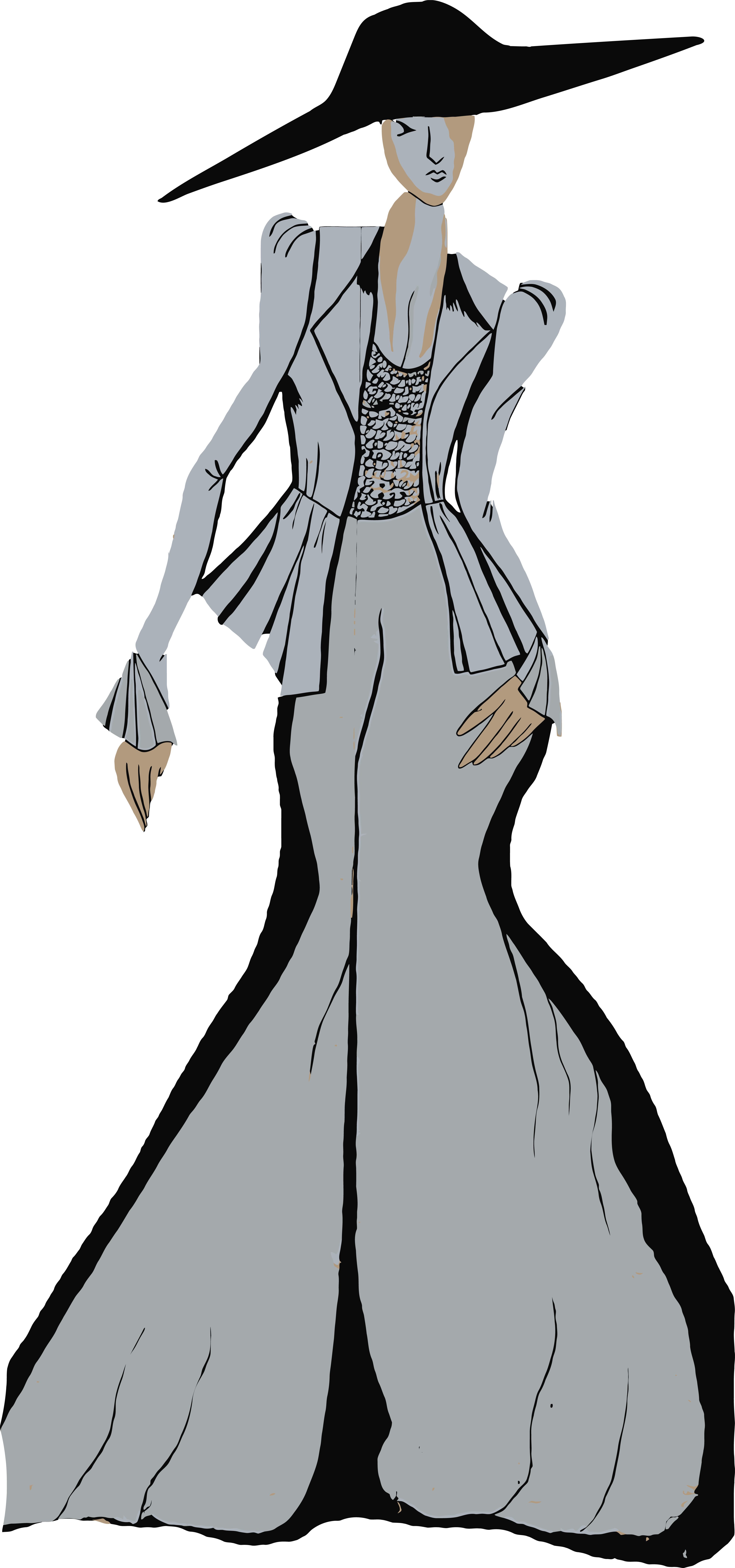 Free Clipart Of A Stylish Woman - Vintage Human Png (4000x8535), Png Download