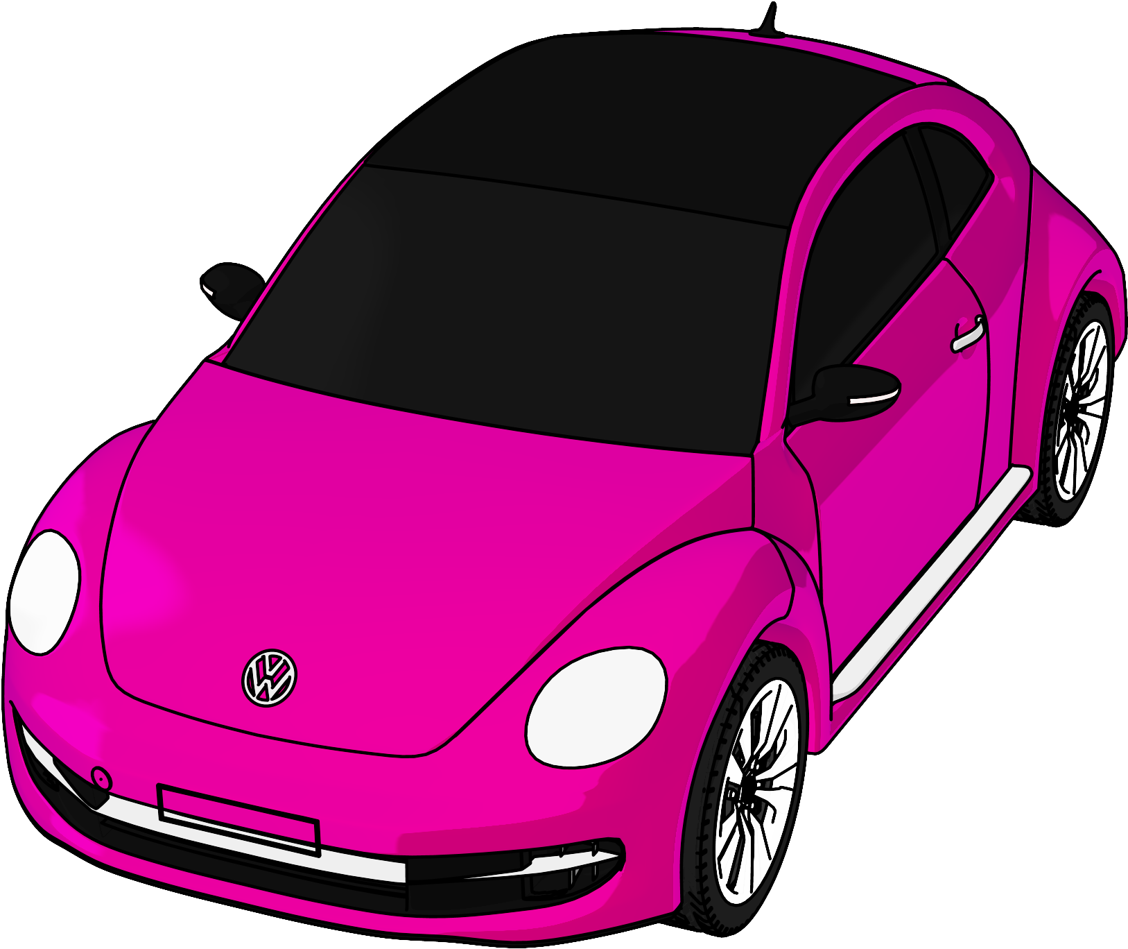 Vw Volkswagen Perspective View Cartoon Png - Cartoon Car Perspective Png (1684x1404), Png Download
