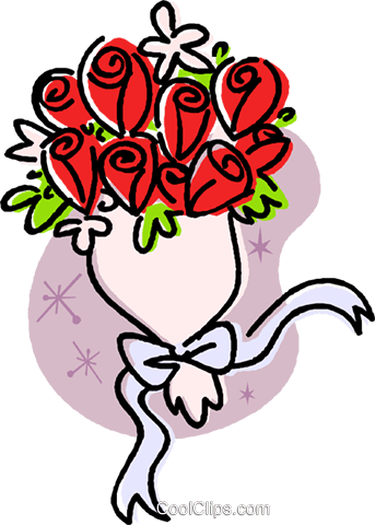 Wedding Flowers/bouquet Royalty Free Vector Clip Art - Ilustração Buque De Rosas Png (343x480), Png Download