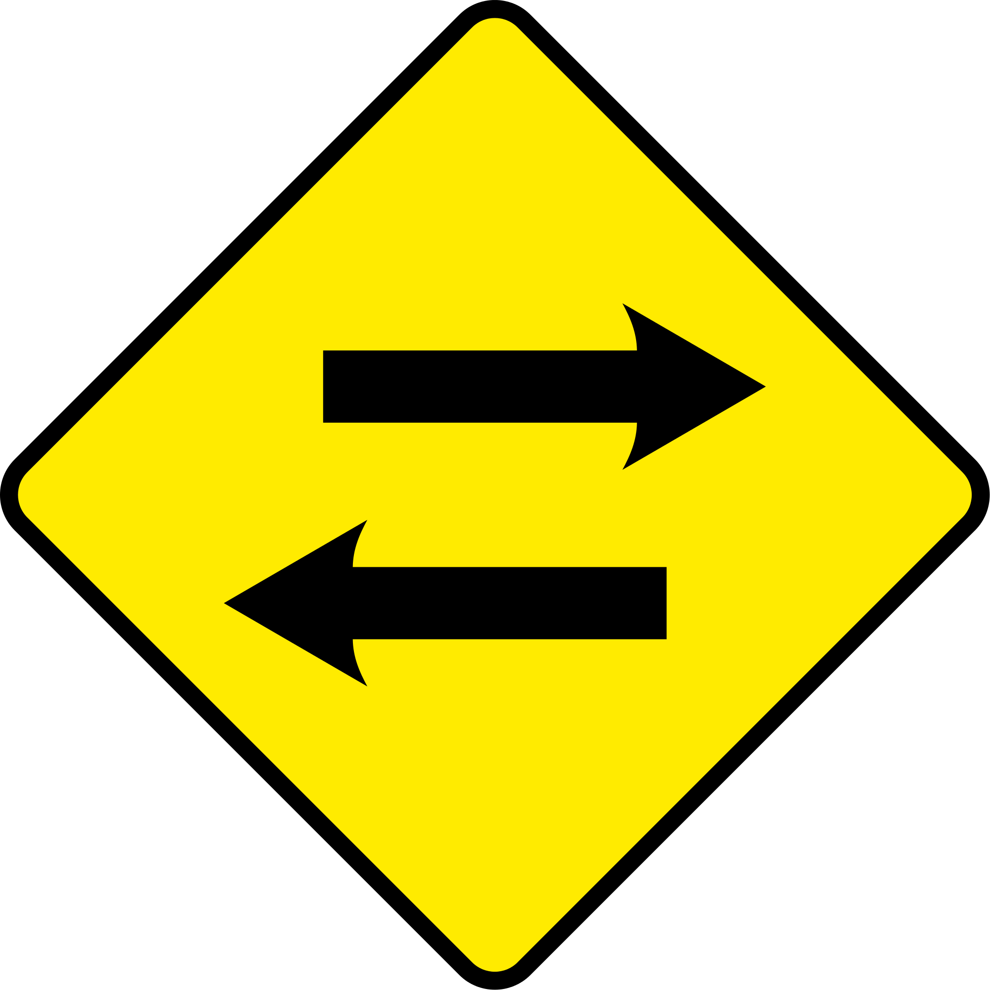 Sign Arrow Png Excellent - 2 Way Traffic Road Sign (2000x2000), Png Download