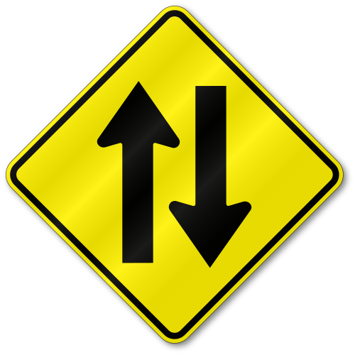 Both Ways Road Sign (500x500), Png Download