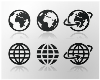 Globe Earth Vector Icons Set With Reflection Poster - International School Carinthia (400x400), Png Download