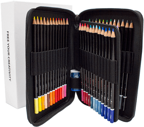 Premium 48 Colored Pencil Set With Case And Sharpener - Colorit Colored Pencils Set Of 48 Includes Premium (515x600), Png Download