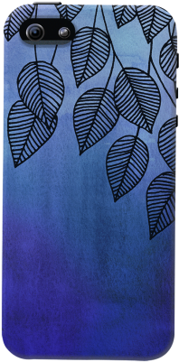 Midnight Blue Garden Watercolor Ink Leaves Case For - Blue And Purple Watercolour Leaves (300x400), Png Download