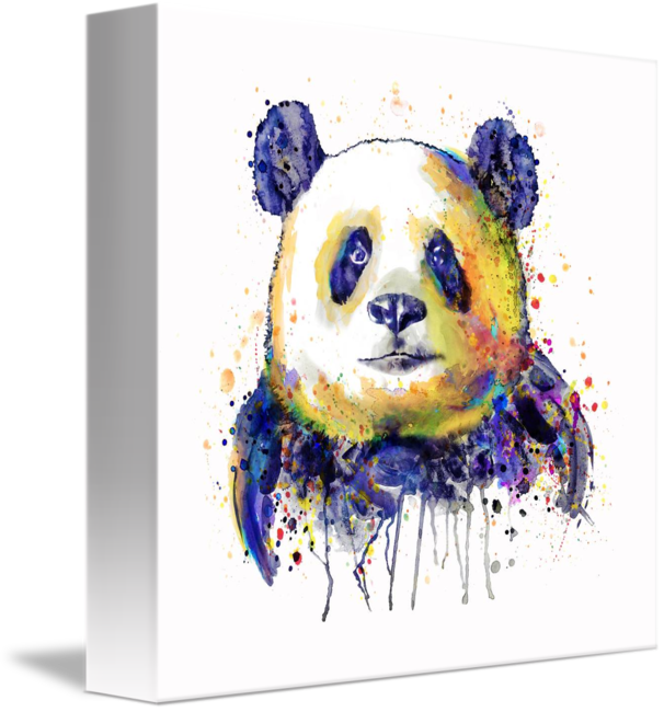 "colorful Panda Head" By Marian Voicu, Bucharest - Canvas (606x650), Png Download