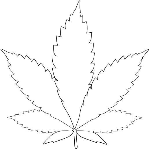 Download Leaf Weed Tattoos - Weed Clipart Black And White (555x785), Png Download