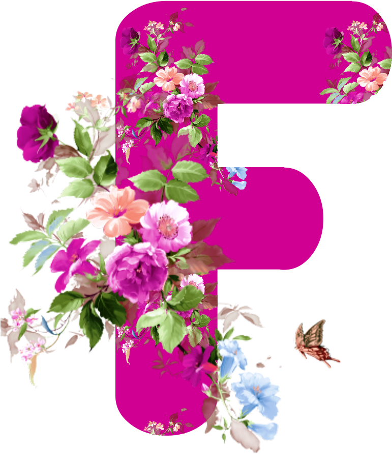 Alfabeto Pink Flores Png - Flower Rose Alphabet Design (914x1000), Png Download