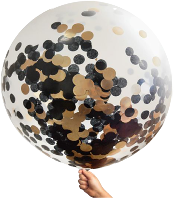 Rose Gold And Black Confetti Jumbo Balloon - Balloon (400x410), Png Download