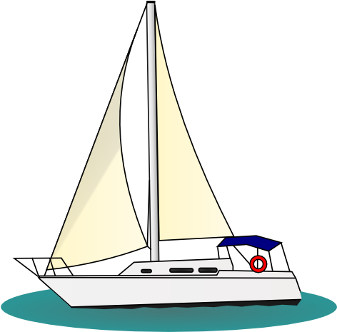 Sailboat Silhouette Png Clip Art - Clip Art Of Yatch (492x597), Png Download
