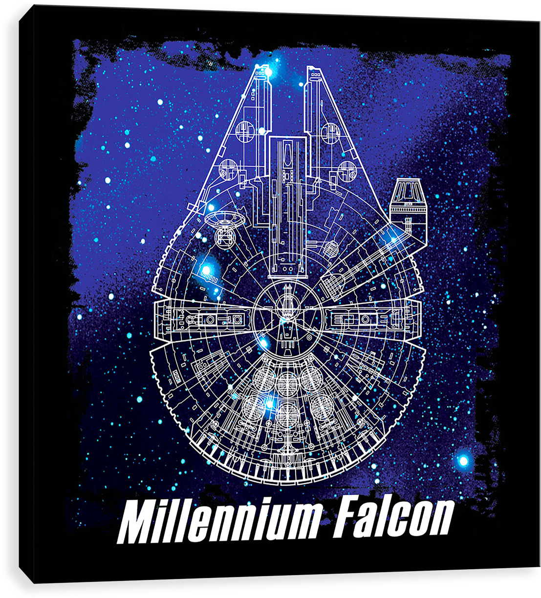 Millennium Falcon Blueprint - Ixxi Star Wars Galaxy Wall Print (1280x1280), Png Download