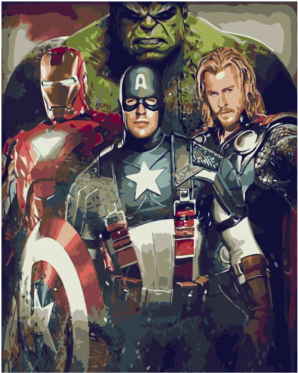 Superhero Paint Yourself Prints Png Superhero Paint - Wooden Framediy Oil Painting Paint By Number Kit-the (1024x776), Png Download