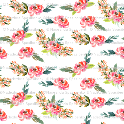 The Pattern Of Bright Watercolor Flowers - Aquarell Mit Blumen Auf Rosa Orangen-und Mauspads (400x400), Png Download