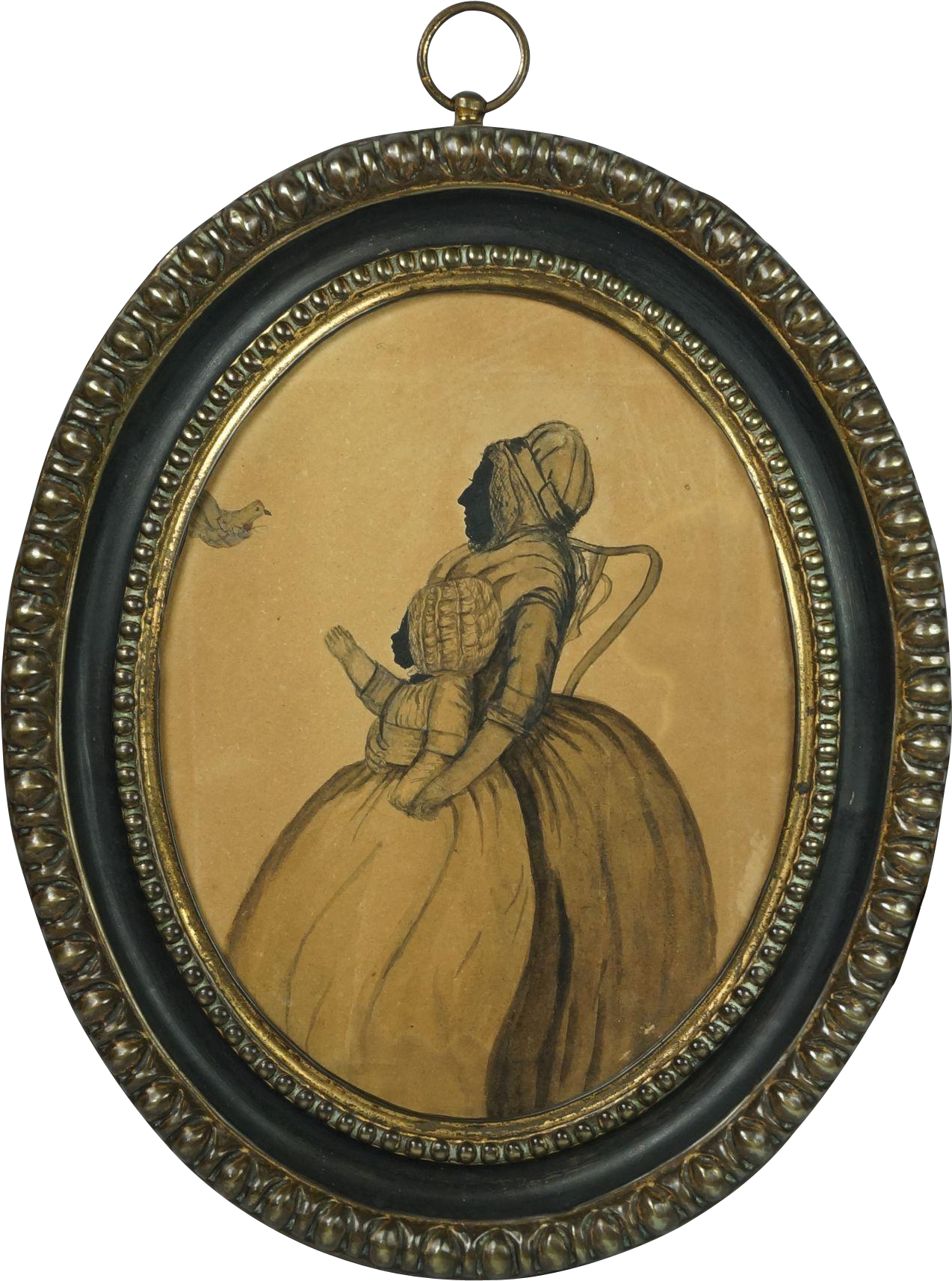 Antique Georgian Silhouette Watercolor Painting Grandmother - Locket (1713x1713), Png Download