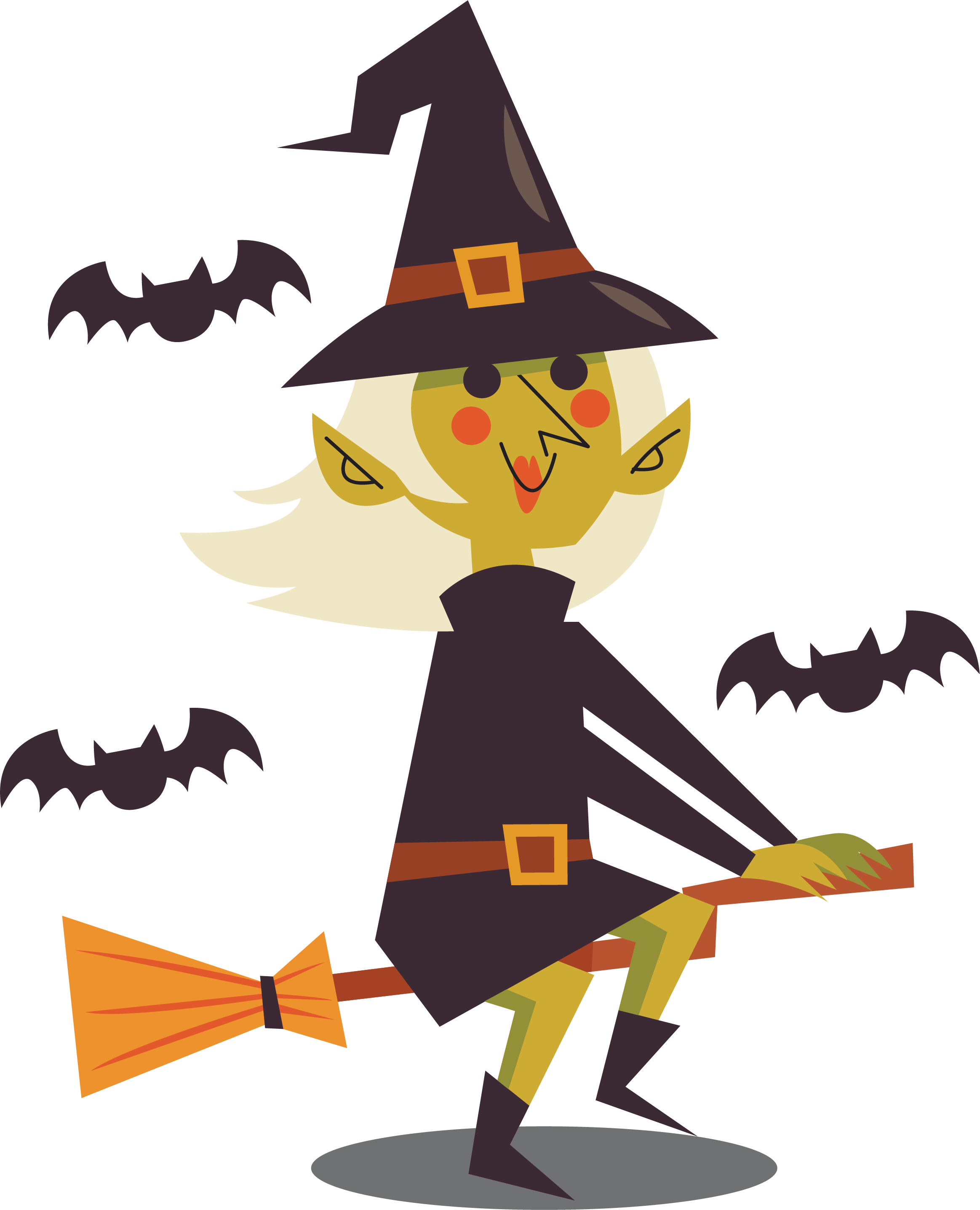 S Broom Witches On - Cartoon Witches (2327x2872), Png Download